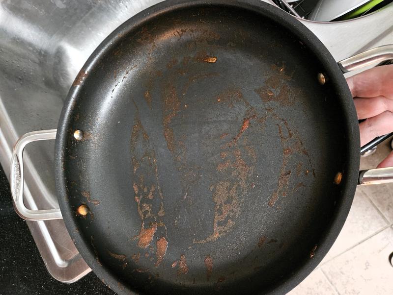 Pan before cleaning