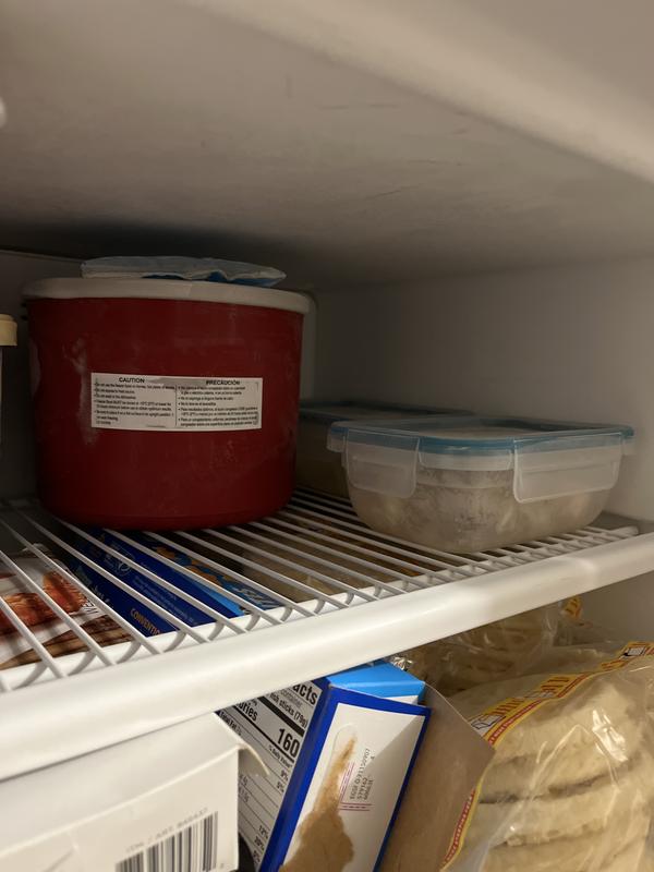Stored in the back of the freezer