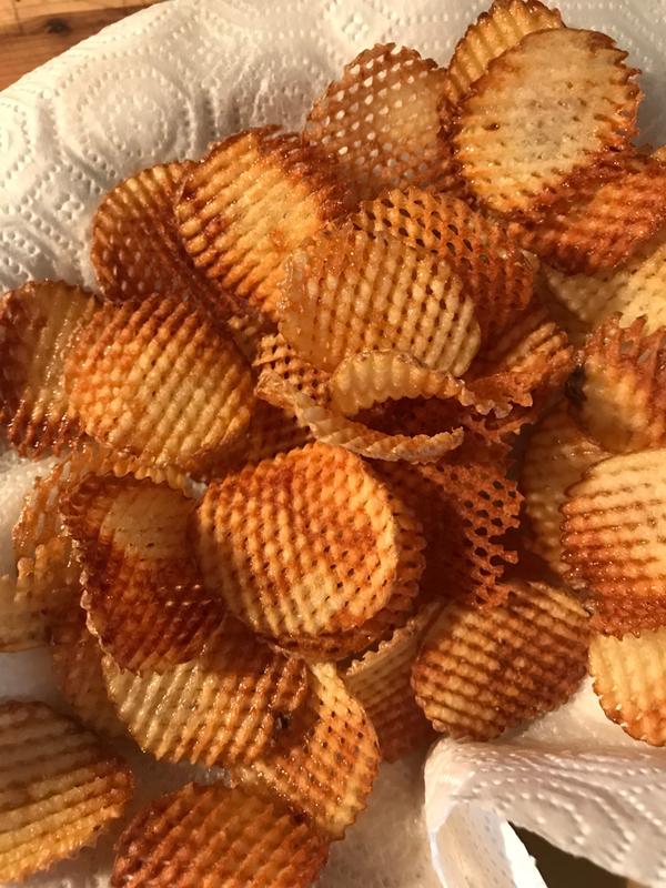 My very first potato gaufrettes made with the mandoline! I love it!