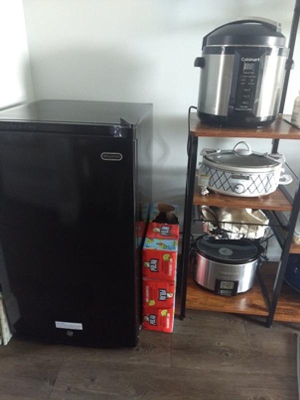 On top of my bakers rack.