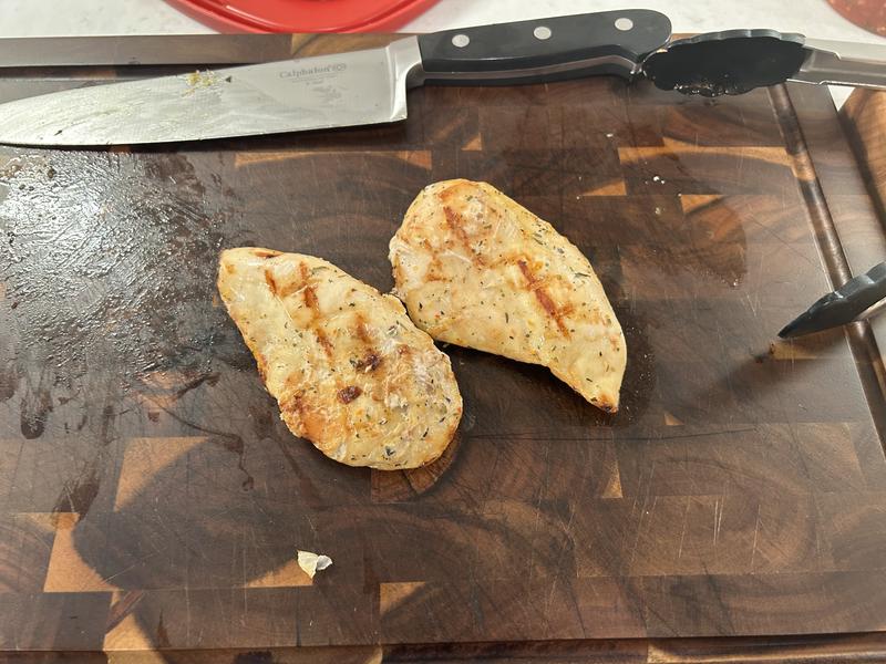 Grill marks, even set lower at 375 degrees