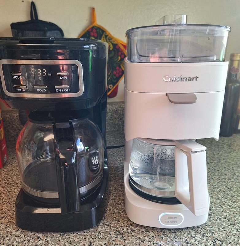 Standard 12-cup pot (left), Cuisinart SoHo 5-cup pot (right).