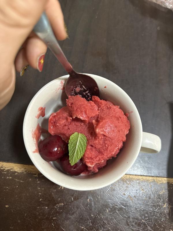 Homemade cherry sorbet