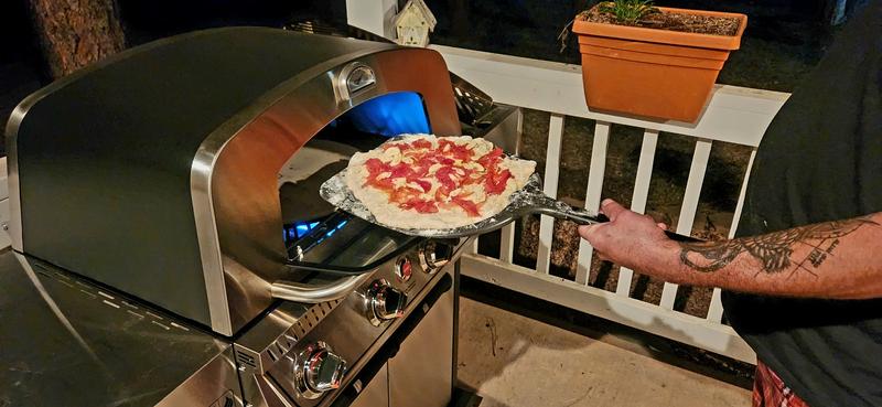 Trying out the pizza stone for the first time.