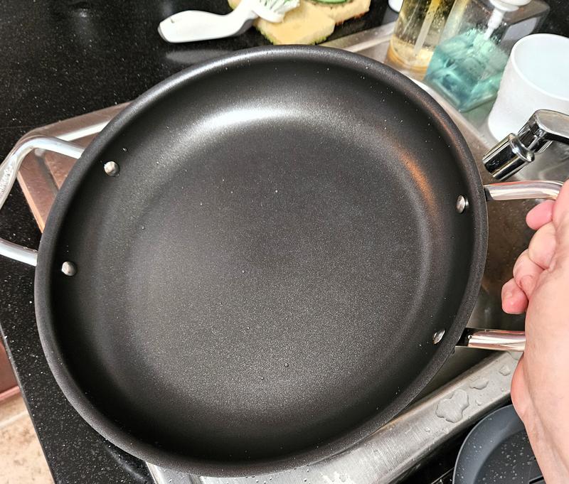 Pan after cleaning with soapy water