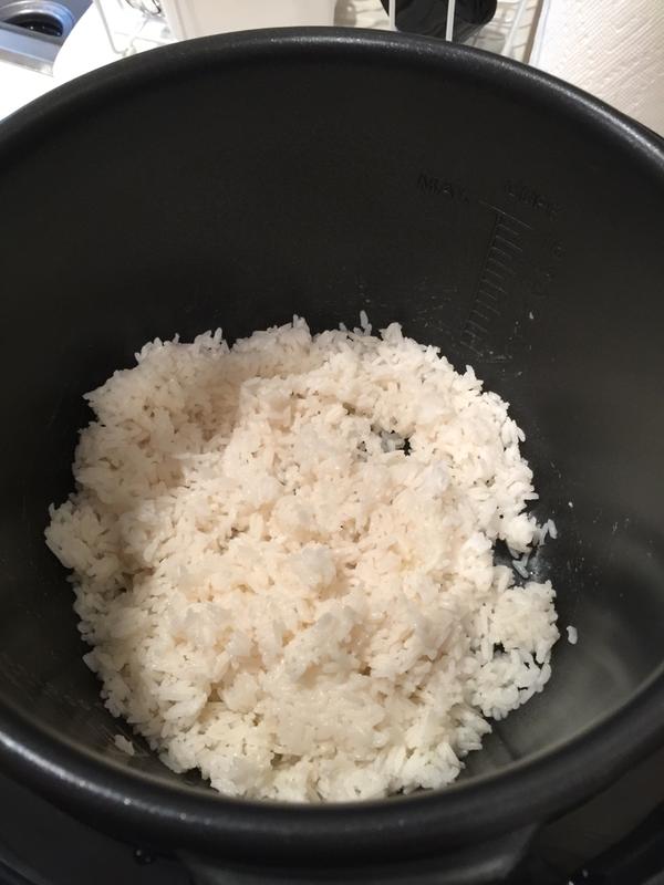 Rice fluffed after cooked