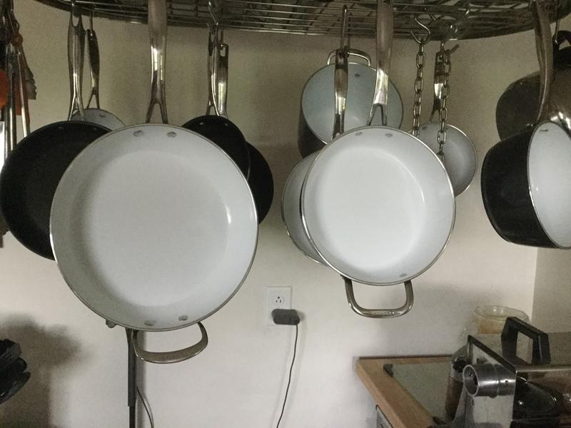 My new white enamel pots and pans