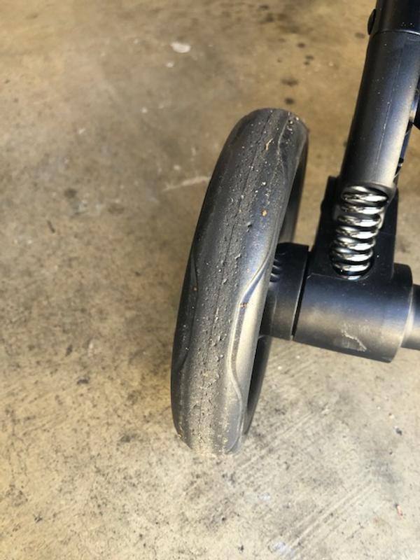 Wear on wheel after one walk on sidewalks only