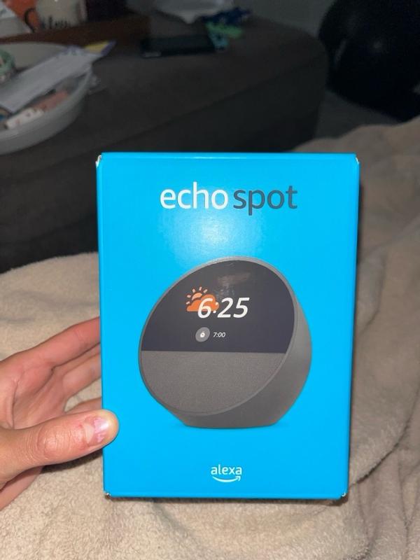 Amazon Echo Spot Smart Alarm Clock with Vibrant Sound Plus Alexa