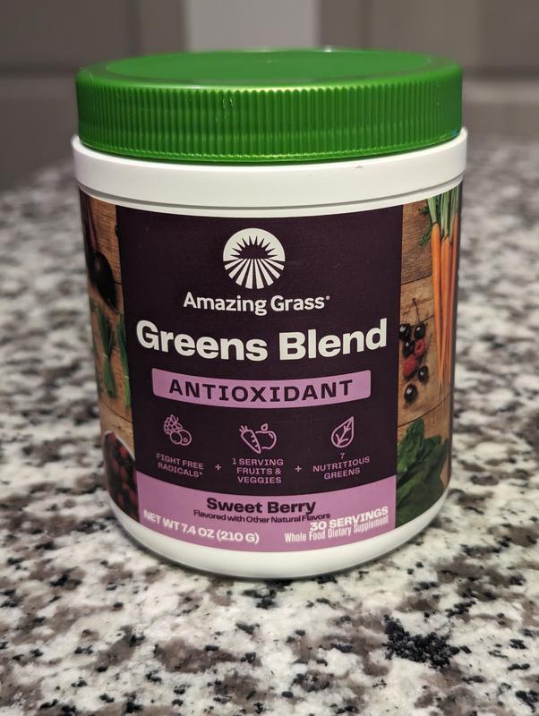 Amazing Grass Greens Blend Antioxidant: Super Greens Powder Smoothie Mix  with Organic Spirulina, Beet Root Powder, Elderberry & Probiotics, Sweet