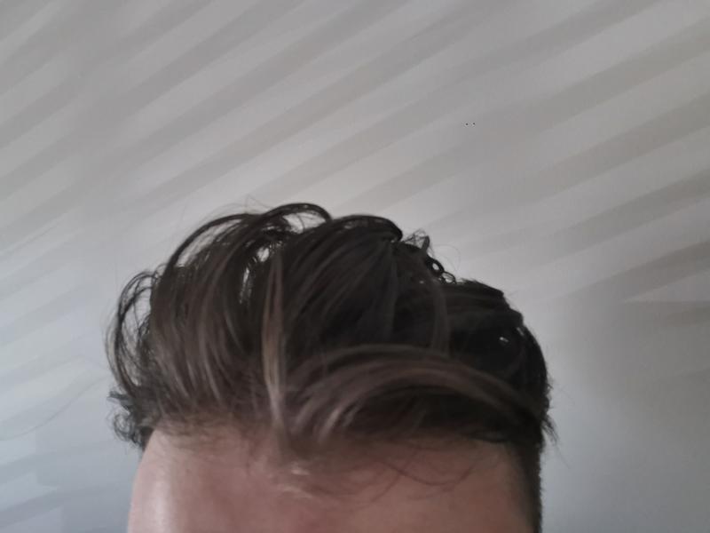 Two knuckles' worth applied in the morning and the result in the early afternoon.
