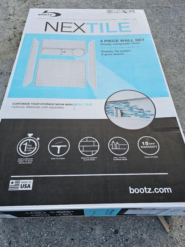 NexTile 6030 Direct-to-Stud Four-Piece Alcove Tub Wall Kit in