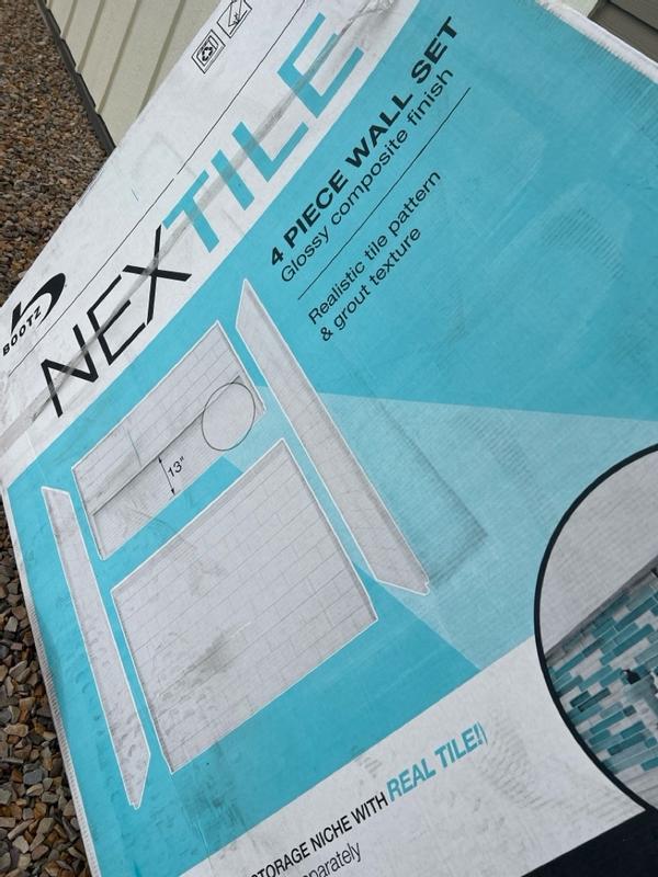 NexTile 6030 Direct-to-Stud Four-Piece Alcove Tub Wall Kit in