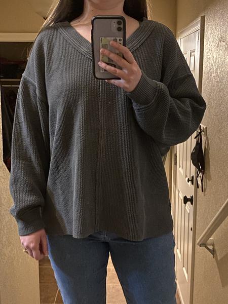 Aerie Wonder Textured V-Neck Sweatshirt