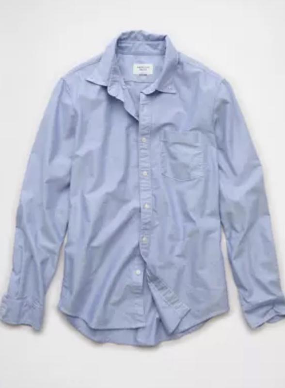 Men's Solid Oxford Shirt Long Sleeve - Button Down With Pocket, Aquamarine - View #13