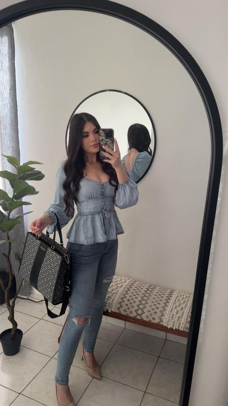 AMERI SYMMETRY PEPLUM SWEAT TOP グレー トップス SYMMETRY PEPLUM SWEAT TOP