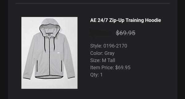 AE 24 7 Zip Up Training Hoodie