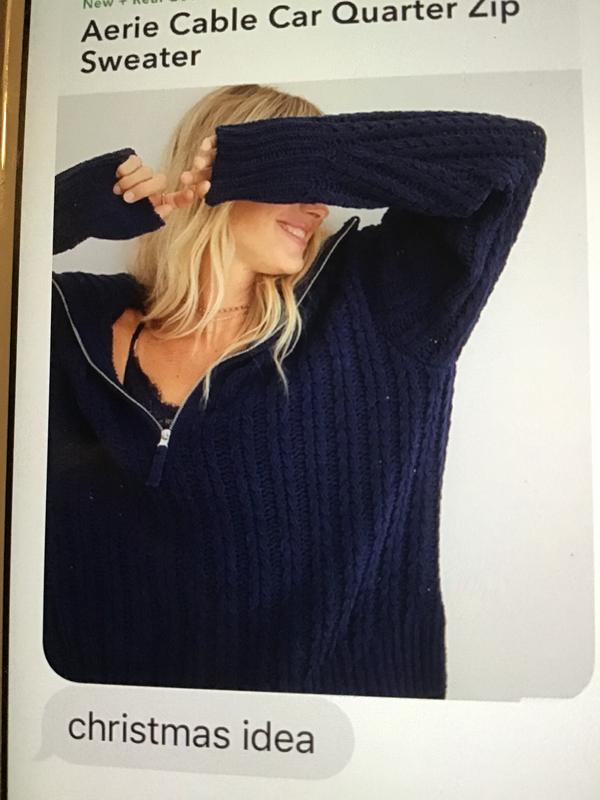 Aerie Cable Car Quarter Zip Sweater