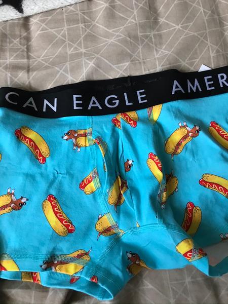 American Eagle Mens Blue Cool Hotdogs 3 Classic Trunk Boxer Briefs, S,  8935-7