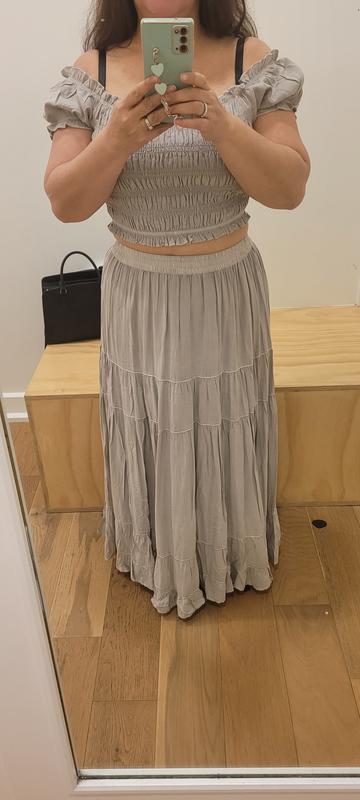 AE High-Waisted Tiered Maxi Skirt