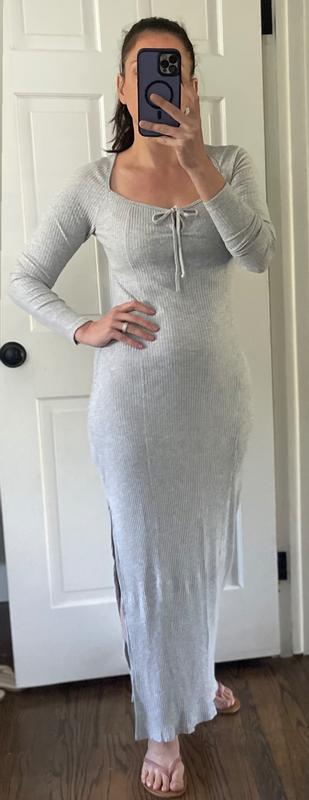 aerie long sleeve knit tie front maxi dress Aerie Long Sleeve Knit Tie Front Maxi Dress