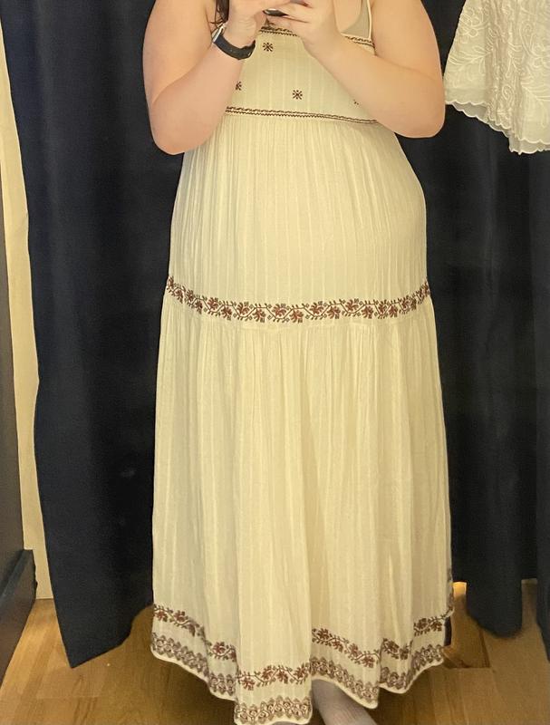 ae empire waist embroidered midi dress AE Empire Waist Embroidered Midi Dress