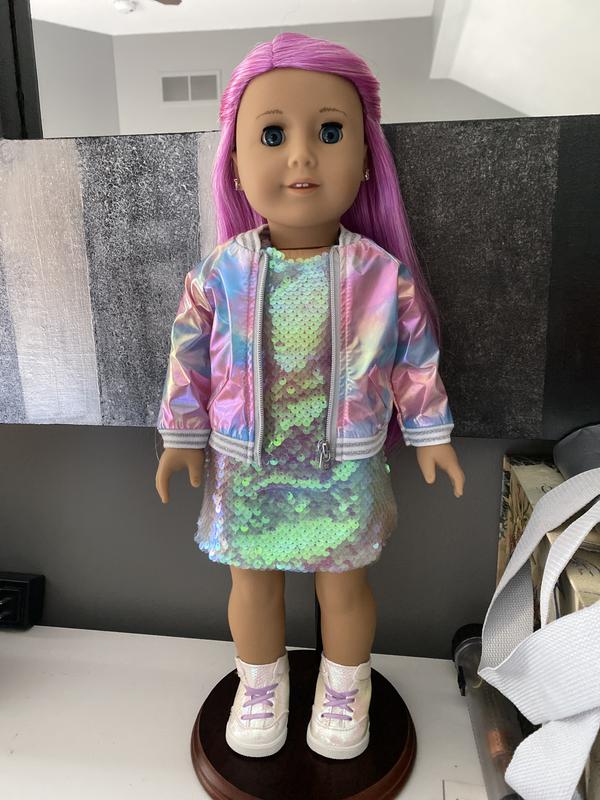 DIY Fashionable Doll Party Dress and Short Coat for 18 inch Dolls Green