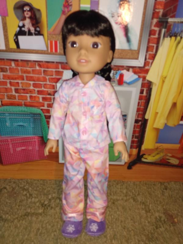 Handmade American Girl Doll Pajamas Floral Pink Lavender Dots