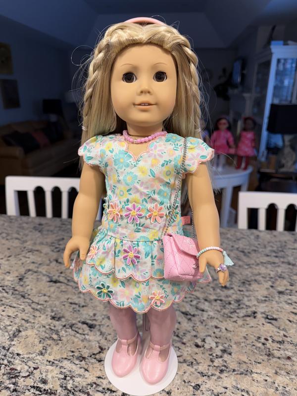 pastel doll dress Pastel Striped Seersucker Doll Dress with Headband & Bloomers