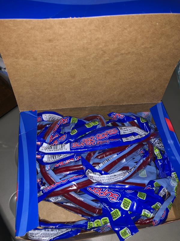 Super Ropes 34” Individually Wrapped Red Licorice Rope Candy