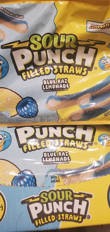 Sour Filled Straws Candy Variety Pack - Cherry Limeade & Blue Razz Lemonade (4x5oz)
