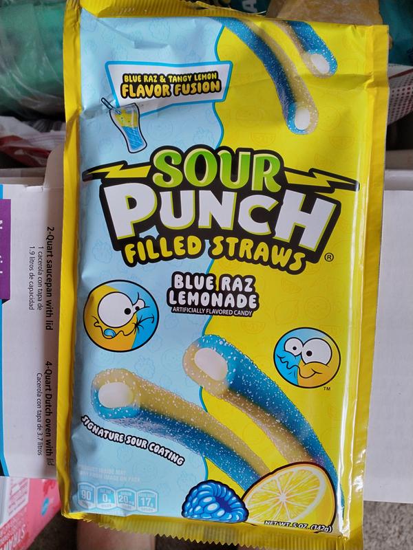 ソフトドリンク Fluff Sour Punch Filled Straws Blue Raz Lemonade 9oz – American