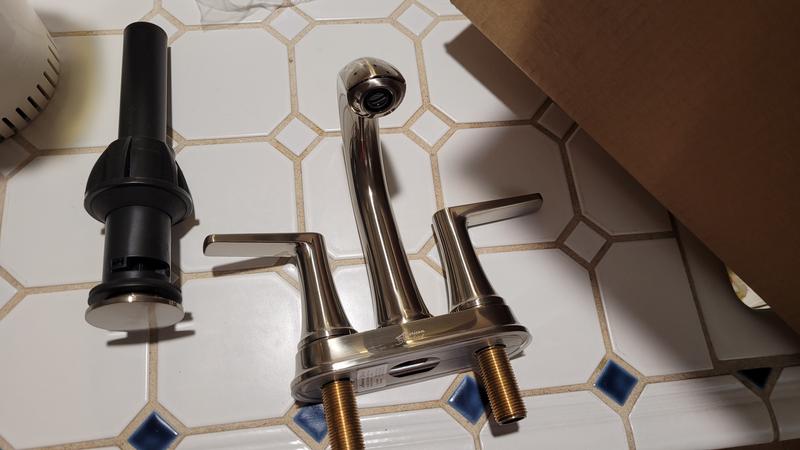 American Standard Becklow Badarmatur Zwei Griffe – 10,2 Cm, Gebürstetes Nickel, Mit Pop-Up-Ablauf