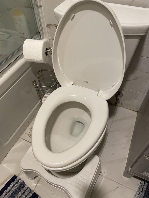 Siège de toilette allongé en plastique, à fermeture lente, blanc, 14,56 x  18,5