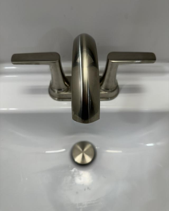 American Standard Becklow Badarmatur Zwei Griffe – 10,2 Cm, Gebürstetes Nickel, Mit Pop-Up-Ablauf