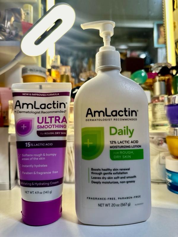 AmLactin Ultra Smoothing - 4.9 oz Body & Hand Cream with 15% Lactic Acid -  Exfoliator and Moisturizer for Rough and Bumpy Dry Skin (Packaging May