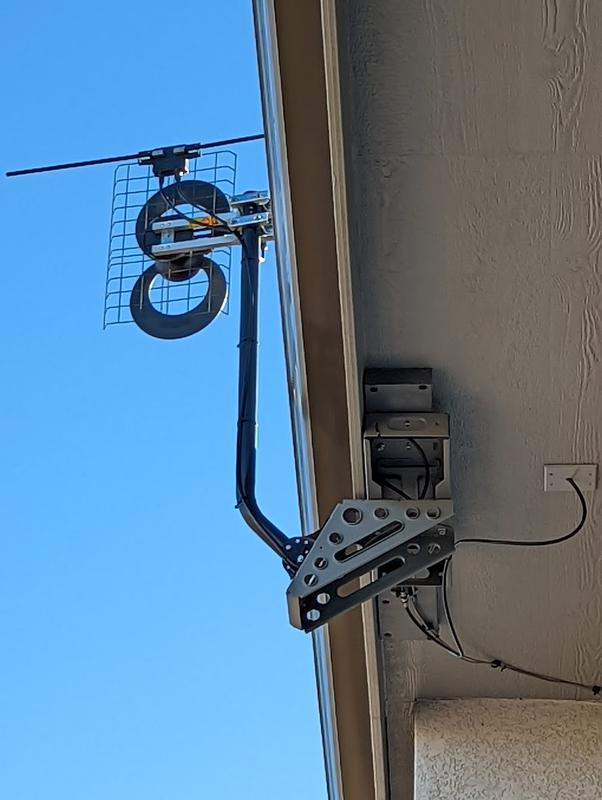 40" j-mount attached to a DirectTV under-eave mount