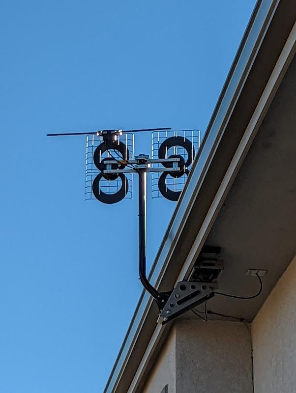40" j-mount attached to a DirectTV under-eave mount