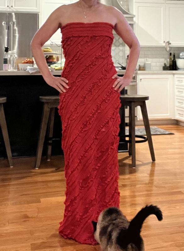 Endless Rose Strapless Textured Column Midi Dress