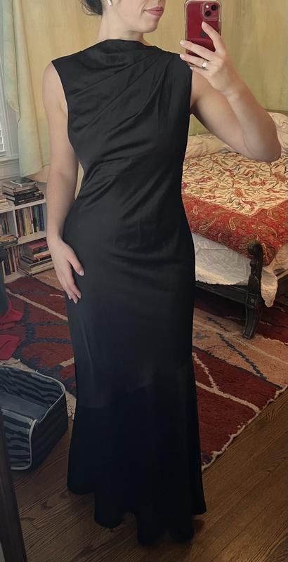significant other lana cowl-neck tie-back satin maxi dress black Significant Other Lana Cowl-Neck Tie-Back Satin Maxi Dress