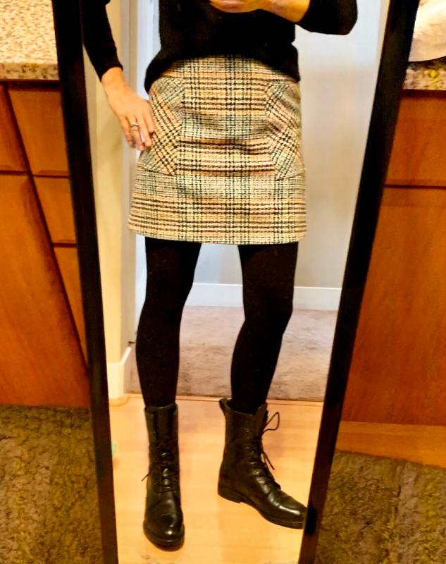 pretty plaid knit mini dress