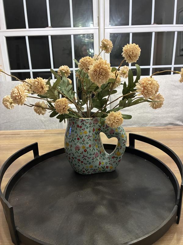 Pottery Just For You ジャグ＆ボウル 薔薇 The Mud Fairy Blooming Hearts Stoneware 24k Gold Accent Pitcher