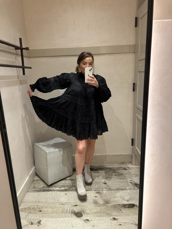 maeve long sleeve lace mini dress Maeve Puff-Sleeve Collared Lace Mini Dress