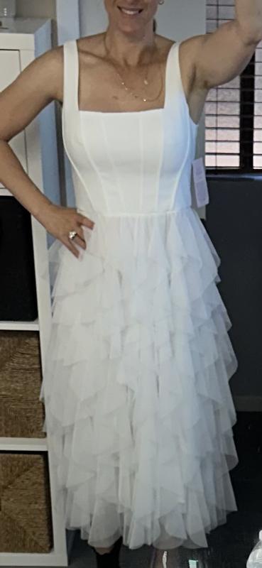 bhldn jada tulle midi dress Bhldn Jada Tulle Midi Dress In White - 29% Off