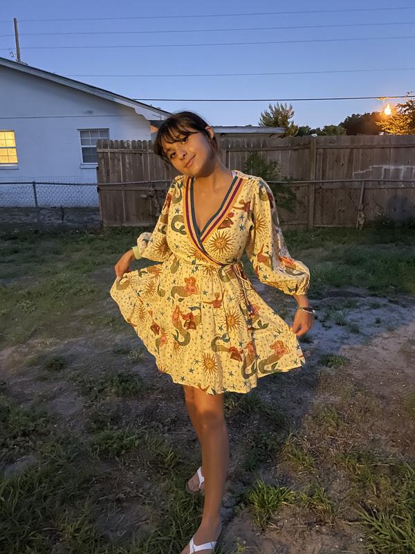 farm x anthropologie mermaid print wrap mini dress Farm x Anthropologie Mermaid Print Wrap Mini Dress