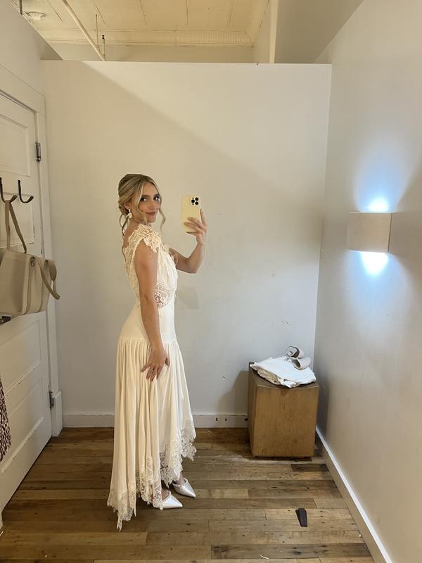 BHLDN Mixed Lace Drop-Waist Midi Dress | Anthropologie