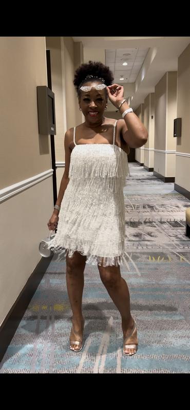 Anthropologie ★ BHLDN Rhinestone Fringe Mini Dress BHLDN Arabella Strapless Sequin Fringe Mini Dress