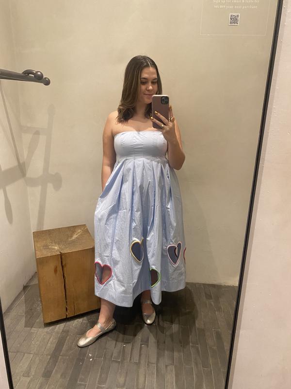 mare mare strapless cut out hearts a line midi dress Mare Mare Strapless Cut-Out Hearts A-Line Midi Dress