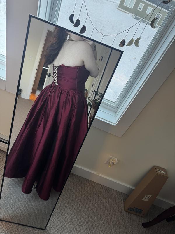 bhldn strapless basque waist a line midi dress BHLDN Strapless Basque-Waist A-Line Midi Dress