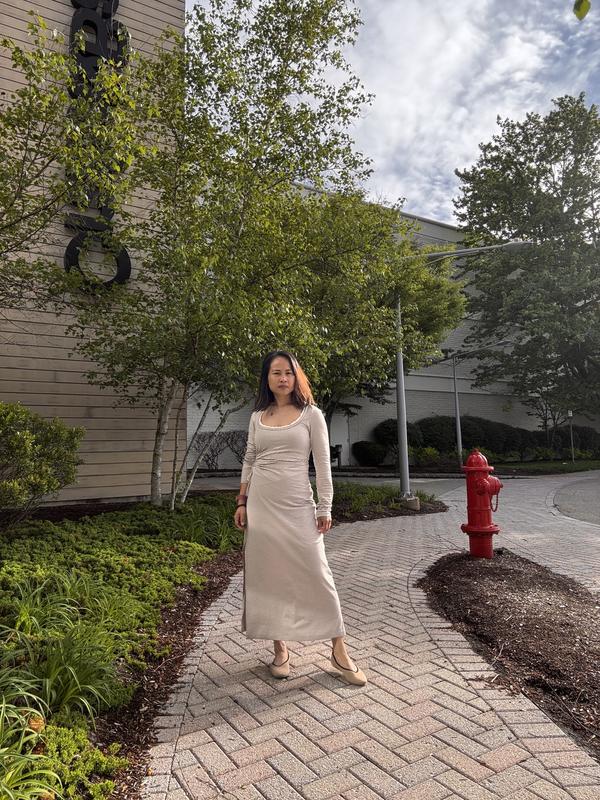 daily practice by anthropologie fitted ruched maxi dress Daily Practice Shoreline Maxi Dress